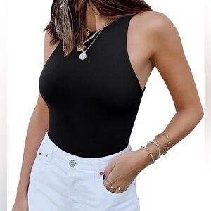 Reoria double lined black high neck tank bodysuit Size‎ S. NWT